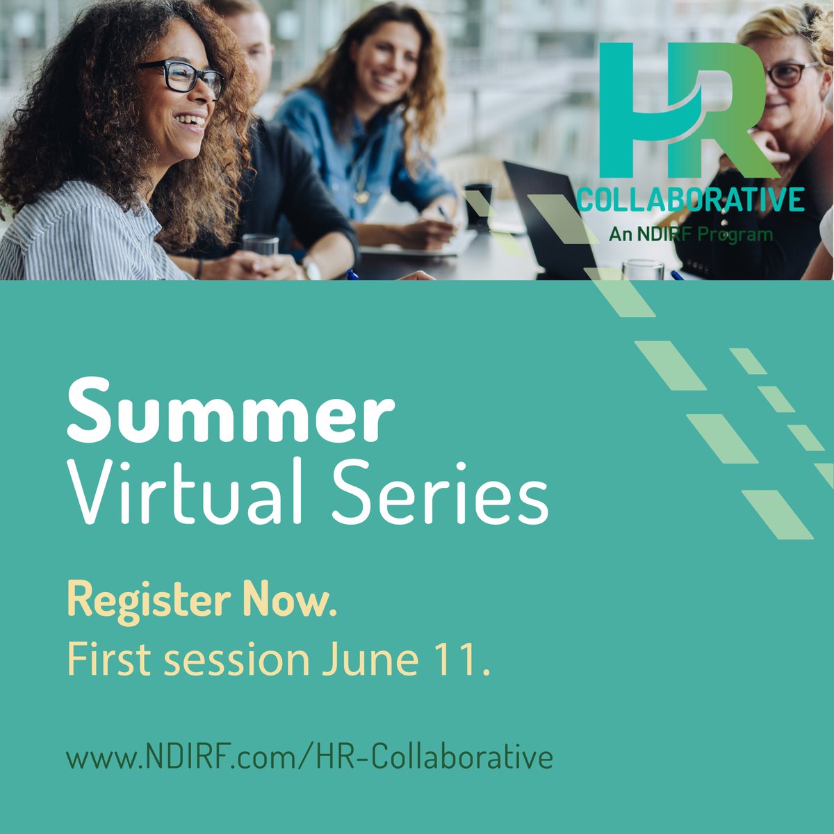 NDIRF's tweet photo. **Calling all HR professionals in political subdivisions!**  
The HR Collaborative’s *Six-Session Summer Virtual Series* is back, delivering the latest trends and topics in human resources.  (1/2) https://t.co/S7L8rnMAk7