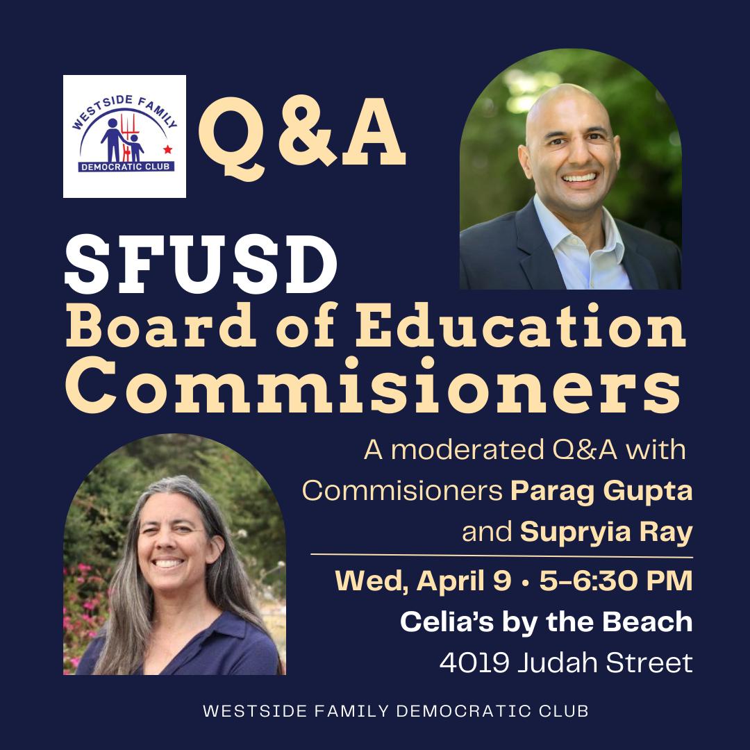 Bring your SFUSD budget questions! Commissioners <a href="/ParagGuptaSF/">Parag Gupta</a> and <a href="/RayforBOE/">Supryia Ray</a> will bring the answers. Register here: lu.ma/3vw5ymfl