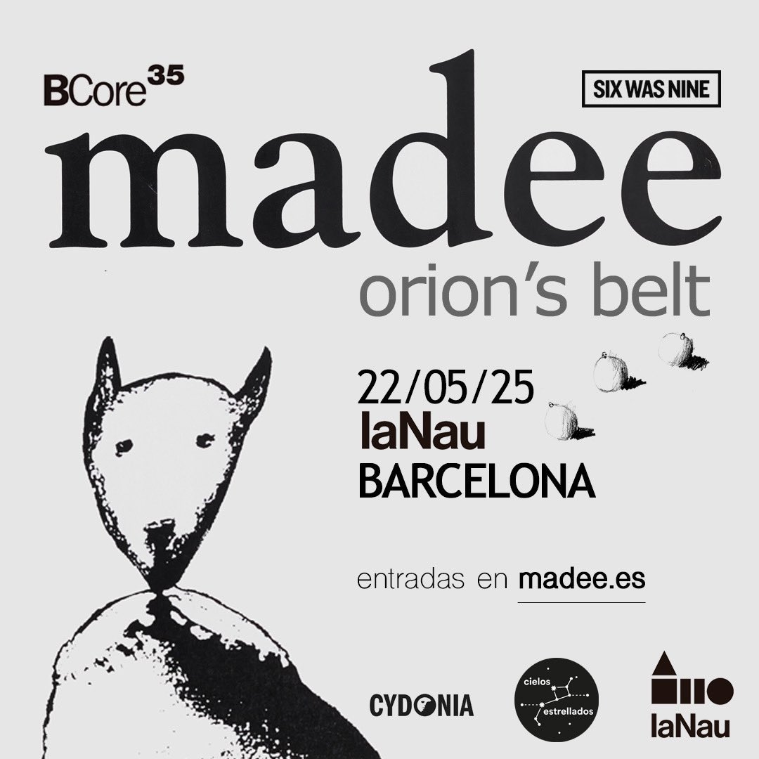 madeesongs's tweet photo. BARCELONA! Al maig 20 anys d’Orion’s Belt a @lanaubcn! Afanyeu-vos! Últimes 5 entrades a la venda a: https://t.co/EwHaCf6LQb…
#Bcore35 #Madee #Orionsbelt https://t.co/M0HujXdqfP