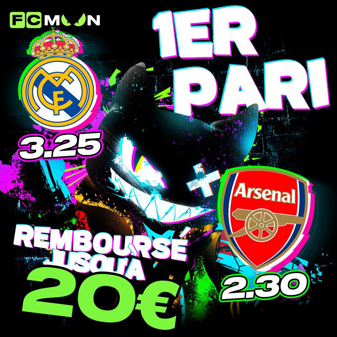 Nieostry's tweet photo. ⚽️ #ChampionsLeague ⚽️

Deux bets pour ce soir ⬇️

Les meilleures cotes sont chez #FCMOON ; rejoins-moi ici : https://t.co/VyR51GIew3 😈

#TeamParieur #TeamParieurs #ARSRMA #BAYINT #UCL #LiguedesChampions #LDC https://t.co/dapzTQ7bPh