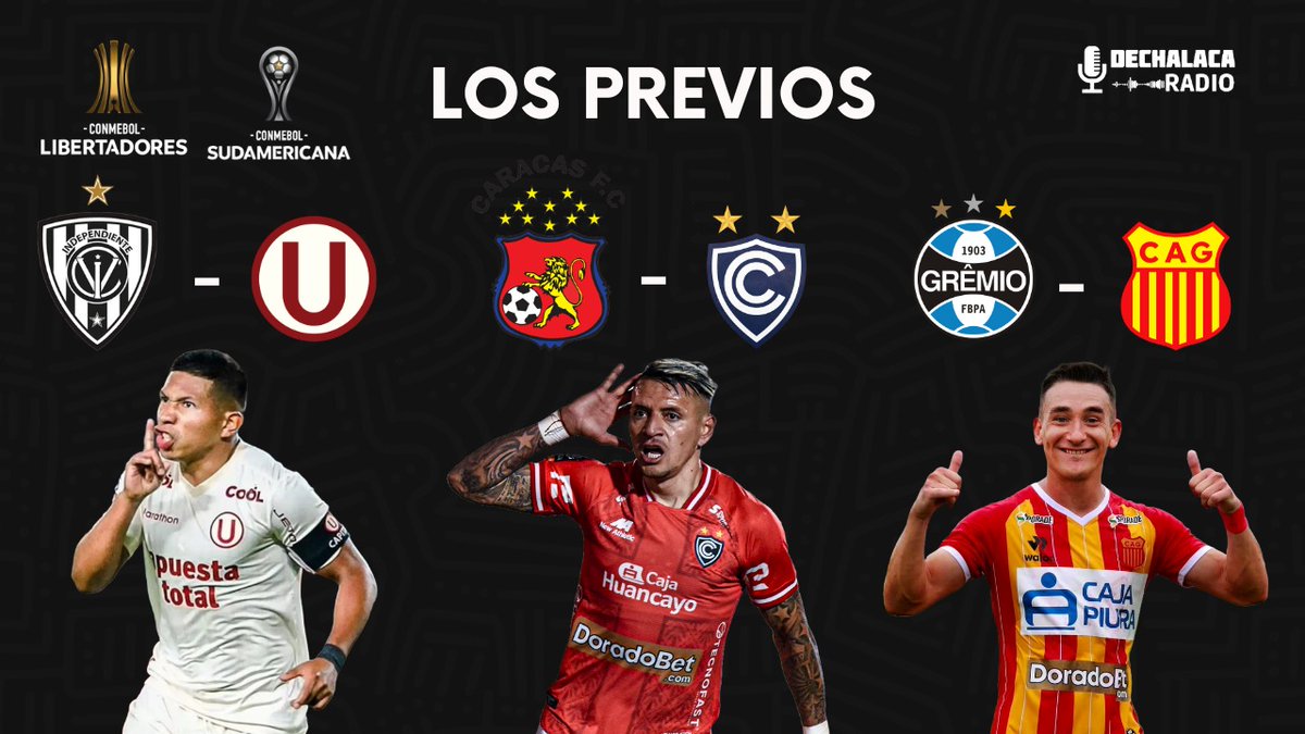 📻 [EN VIVO] #LosPrevios de la #CopaLibertadores y #CopaSudamericana

Universitario, Cienciano y Grau dan inicio a la semana de visita de los clubes peruanos en torneos continentales

🌎 El análisis más completo del partido y todo el fútbol de los torneos continentales llega con