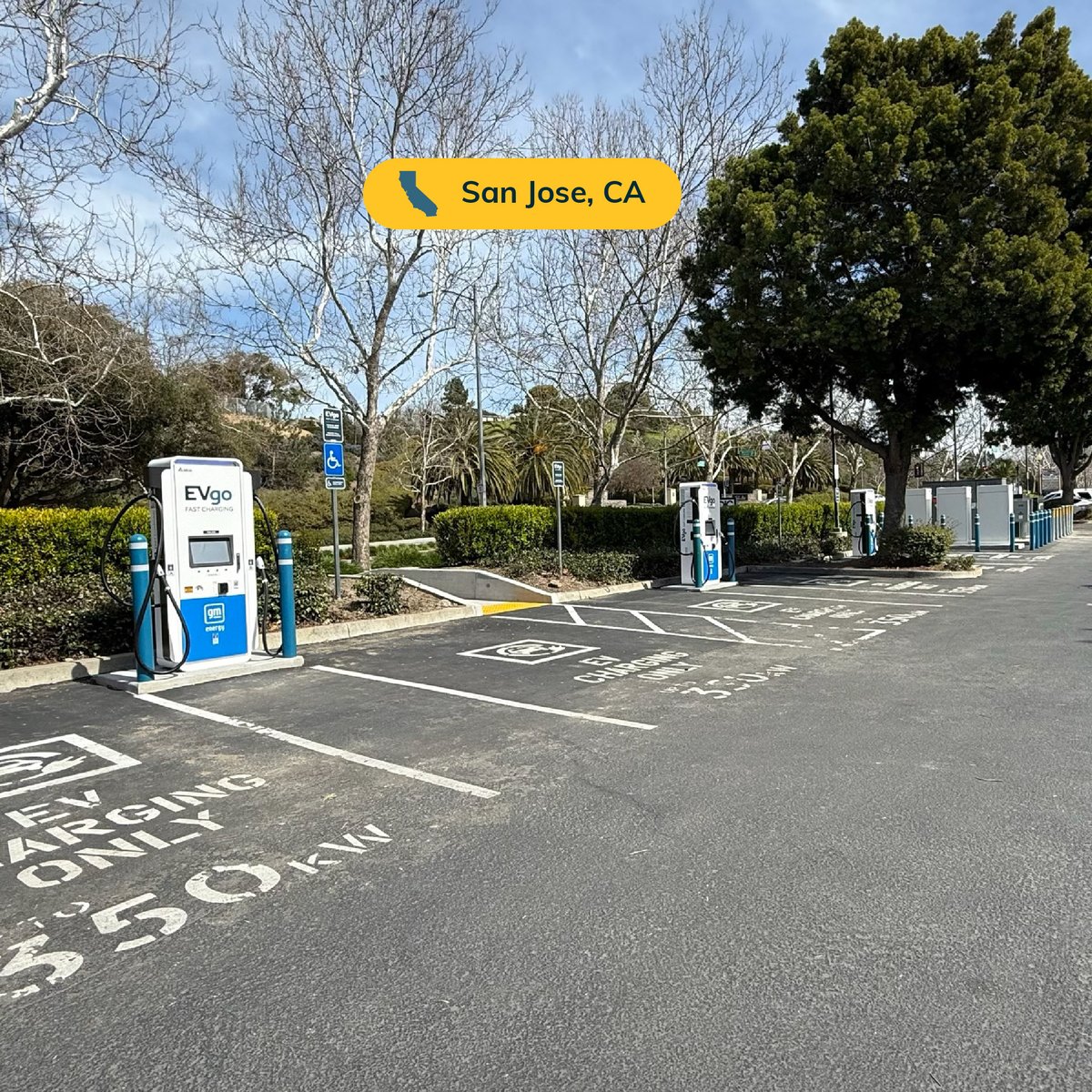 6 High-power stalls added at Canyon Creek Plaza. Come charge at 5601 Silver Creek Valley Road San Jose, CA 95138, in collaboration with GM. #EVgo #GMEnergy #Fastcharging