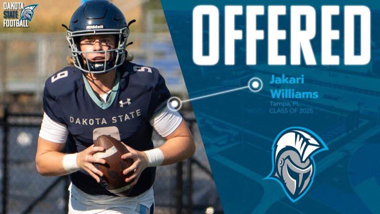 Jakari Williams (@jakariwilliam16) on Twitter photo After a great conversation with <a href="/CartwrightDSU/">Coach Cartwright</a> I’m excited to say I’ve been offered by <a href="/DSUFootball/">Dakota State Football</a> ! <a href="/Coach_Mendonca/">Coach Mendonca</a> <a href="/COSGIANTS_FB/">COS Giants Football</a> <a href="/coach_ruizz/">Mason Ruiz</a> After a great conversation with <a href="/CartwrightDSU/">Coach Cartwright</a> I’m excited to say I’ve been offered by <a href="/DSUFootball/">Dakota State Football</a> ! <a href="/Coach_Mendonca/">Coach Mendonca</a> <a href="/COSGIANTS_FB/">COS Giants Football</a> <a href="/coach_ruizz/">Mason Ruiz</a>