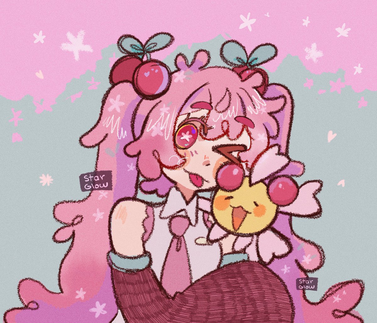 初音ミク ,桜ミク 「#miku #pokemon 」|StarGlow🌻@ LAYTON IS BACK☕のイラスト