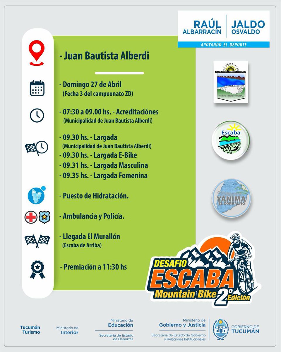 🚴‍♂️✨El 27 de abril llega la segunda edición del Desafío Escaba de Rural Bike. En colaboración con Zona Deportiva, Tucumán Turismo y Secretaría de Estado de Deporte de la Provincia de Tucumán estamos listos para esta emocionante tercera fecha del año.

#Tucumán #mtb #mtblife