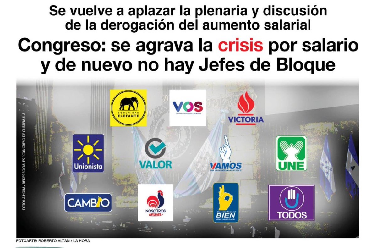 10 partidos políticos están dañando el desarrollo de las sesiones plenarias
10 partidos políticos se resisten a bajarse el salario
10 partidos políticos que debemos recordar en las urnas 

❌VAMOS
❌Elefante
❌Unionistas 
❌UNE
❌TODOS
❌VOS
❌BIEN
❌Cambio 
❌Victoria 
❌Valor