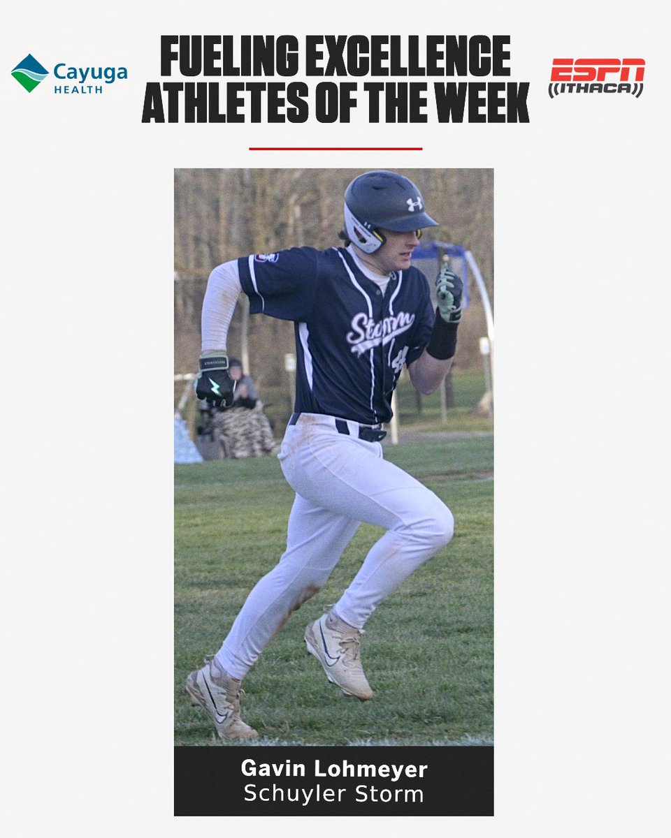 ESPNIthaca's tweet photo. First spring edition of our Fueling Excellence Athletes of the Week!

Union Springs' Gracie Chalupnicki got softball season underway with a no-hitter, while Watkins Glen/Odessa-Montour's Gavin Lohmeyer excelled at the plate and on the mound.

Interviews: https://t.co/UQjlm4grOd https://t.co/FZtrw4IK4J