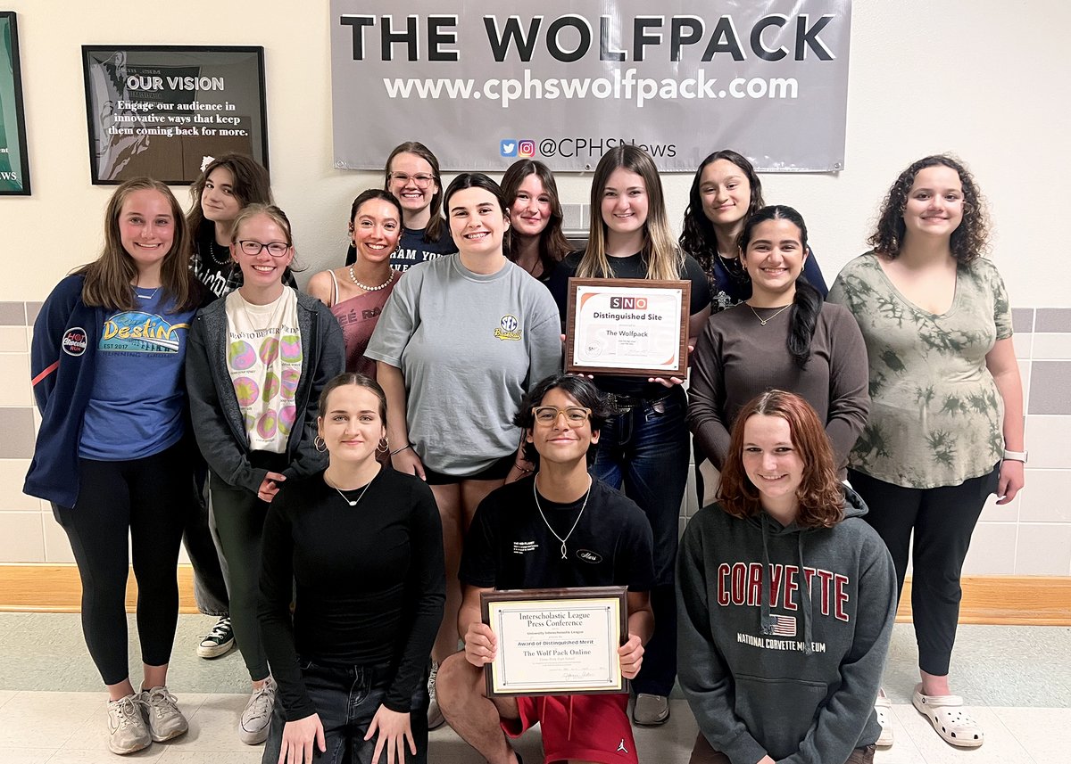 Huge congrats to The Wolfpack, our school newspaper! 📰🏅

They earned the Award of Distinguished Merit from ILPC &amp; were named a Distinguished Site by SNO for the 7th year in a row — 1 of only 7 TX schools &amp; 42 nationwide! 🎉👏

#StudentJournalism #UIL #CPProud