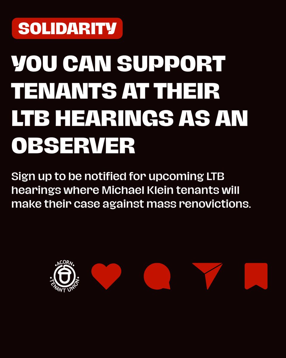 Tenants stand up to the King of #Renovictions &amp; WIN!
More hearings at the LTB are coming up! Support low-income tenants fighting 2 keep their #AffordableHousing by joining these virtual hearings as a public observer. Click 4 more info: forms.gle/eJiqBwhUPdWgZj… <a href="/TorontoACORN/">Toronto ACORN</a>