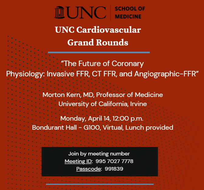 UNC Division of Cardiology (@unccardiology) on Twitter photo Morton Kern, MD, Professor of Medicine, University of California, Irvine, will be our next Cardiology Grand Rounds speaker on Monday, April 14. <a href="/UNC_SOM/">UNC School of Medicine</a> <a href="/UNCDeptMedicine/">UNC Department of Medicine</a> <a href="/UNC_Health_Care/">UNC Health</a> #CardioEd
Join from the Zoom meeting link:
go.unc.edu/d2MJj Morton Kern, MD, Professor of Medicine, University of California, Irvine, will be our next Cardiology Grand Rounds speaker on Monday, April 14. <a href="/UNC_SOM/">UNC School of Medicine</a> <a href="/UNCDeptMedicine/">UNC Department of Medicine</a> <a href="/UNC_Health_Care/">UNC Health</a> #CardioEd
Join from the Zoom meeting link:
go.unc.edu/d2MJj