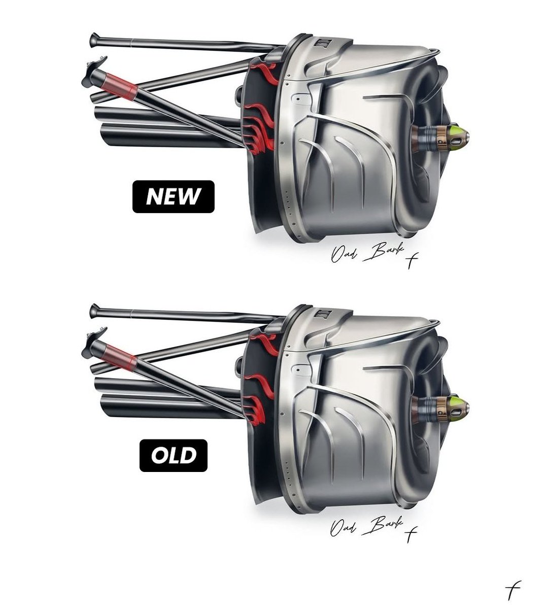 👉 Pequeños cambios en el sistema de refrigeración de lo frenos traseros de Red Bull.

👉 Otro cambio notorio es que crecido el grosor en una sección de la suspensión trasera.

📷 Red Flag Zone

#F1