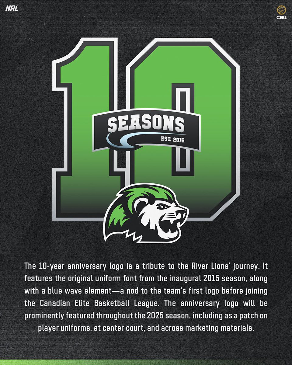 A decade in the making! 🎉

Today, April 8, marks exactly 10 years since the River Lions were created.

Our 10th anniversary logo blends the old and new, honoring where it all began, celebrate with us all year long! 

🔗 Learn more: riverlions.ca/10th-anniversa…

#RunItBack| #PullUp