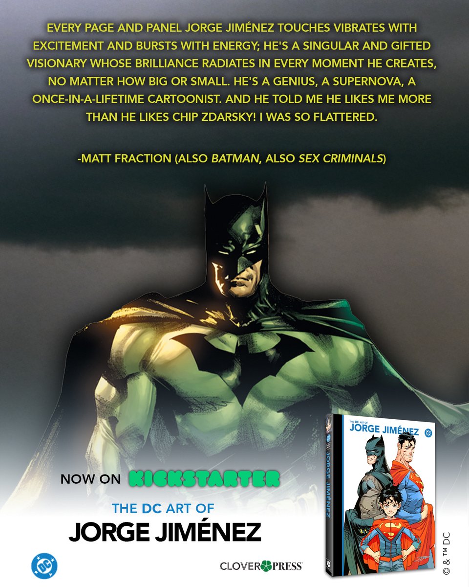 "Every page and panel Jorge Jiménez touches vibrates with excitement and bursts with energy; he's a singular and gifted visionary whose brilliance radiates in every moment he creates, no matter how big or small."— Matt Fraction

Back now at: tinyurl.com/artofjimenez