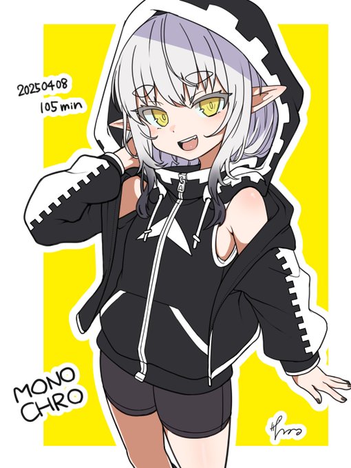 今日も、モノクロちゃんを描きました、。 