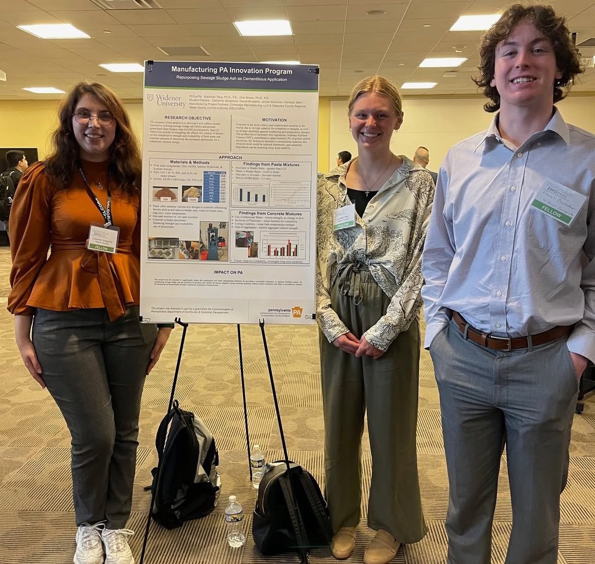 Last week, a group of civil engineering and mechanical engineering students and faculty attended the PA Manufacturing Expo in Harrisburg! Partnerships with the PA Manufacturing Innovation project and various industry partners have allowed for expansive research within the SOE!