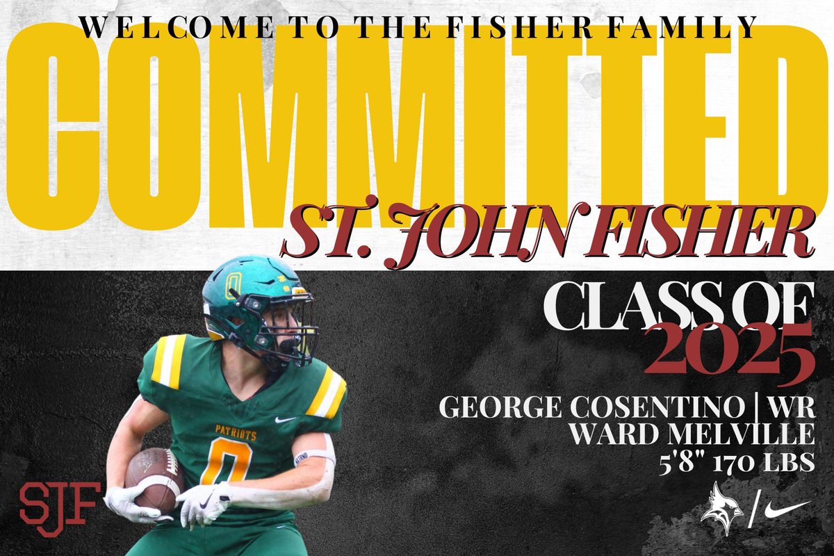 Congrats to <a href="/George_cos44/">George Cosentino</a> on his commitment to #StJohnFisher! George was a big part of our success this season, and he makes 7 #Patriots from the class of 2025 playing college football in the fall! #WMFB #ForeverPatriots