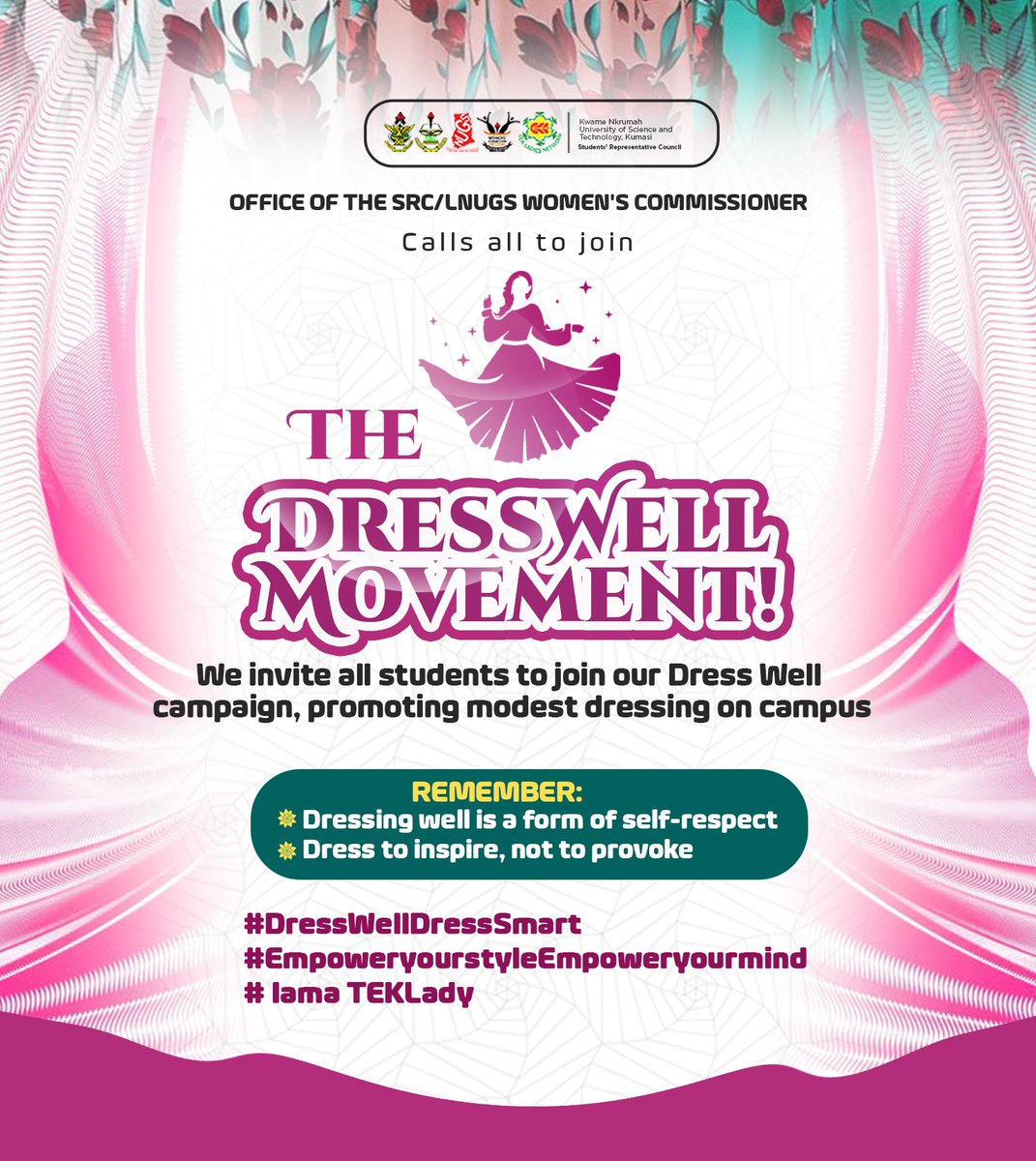 yaaduakye's tweet photo. Join the Dress Well Campaign! We encourage all students to promote modesty and decency in their attire, fostering a respectful and dignified community.
#dresswell
#shefident
#tekladiesnetwork https://t.co/R2vo6XfLd6