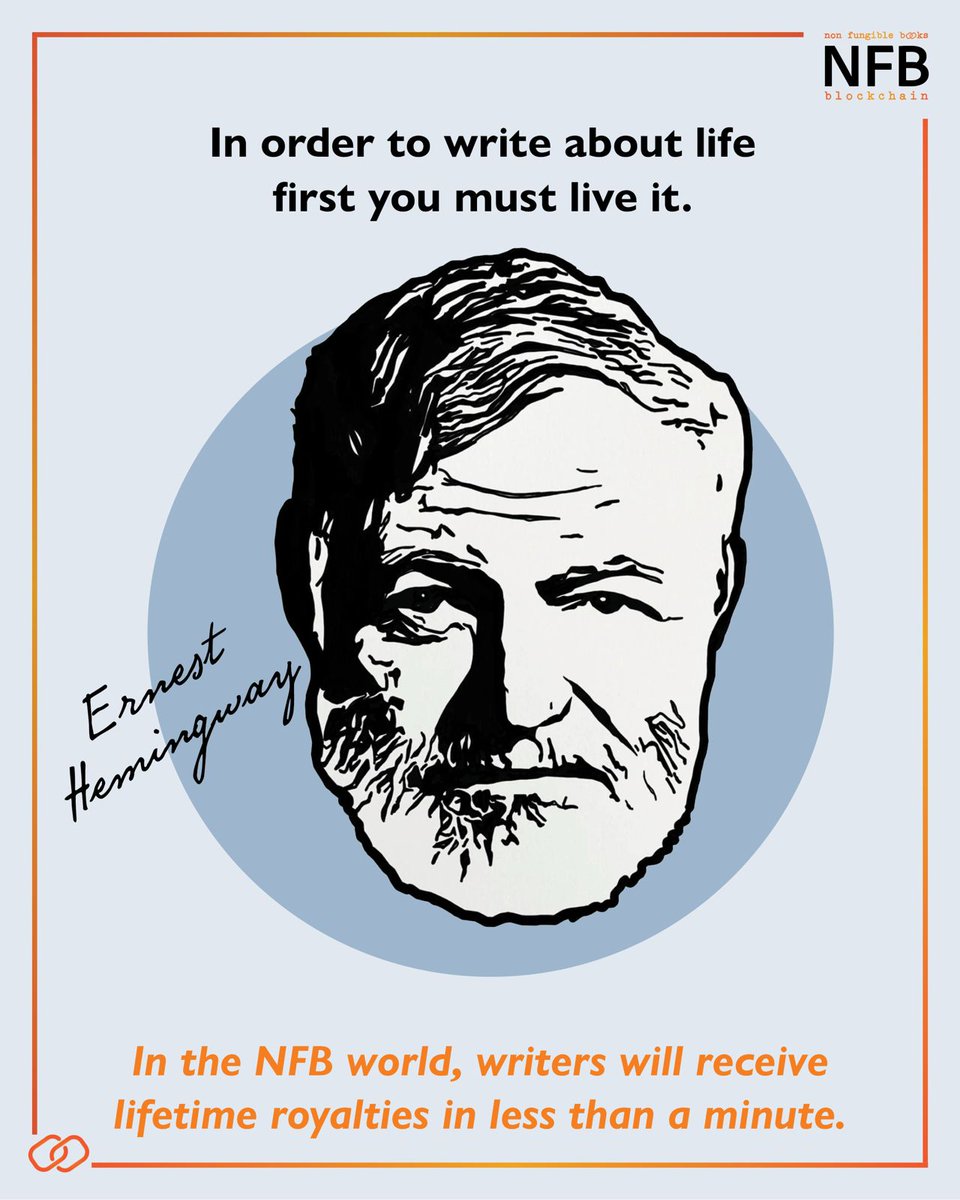In order to write about life first you must live it. 📚 #ErnestHemingway

In the NFB world, writers will receive lifetime royalties in less than a minute.

#intpublishers #writers #nfbchain #nfbmarketplace
Visit 👉 nfbchain.com