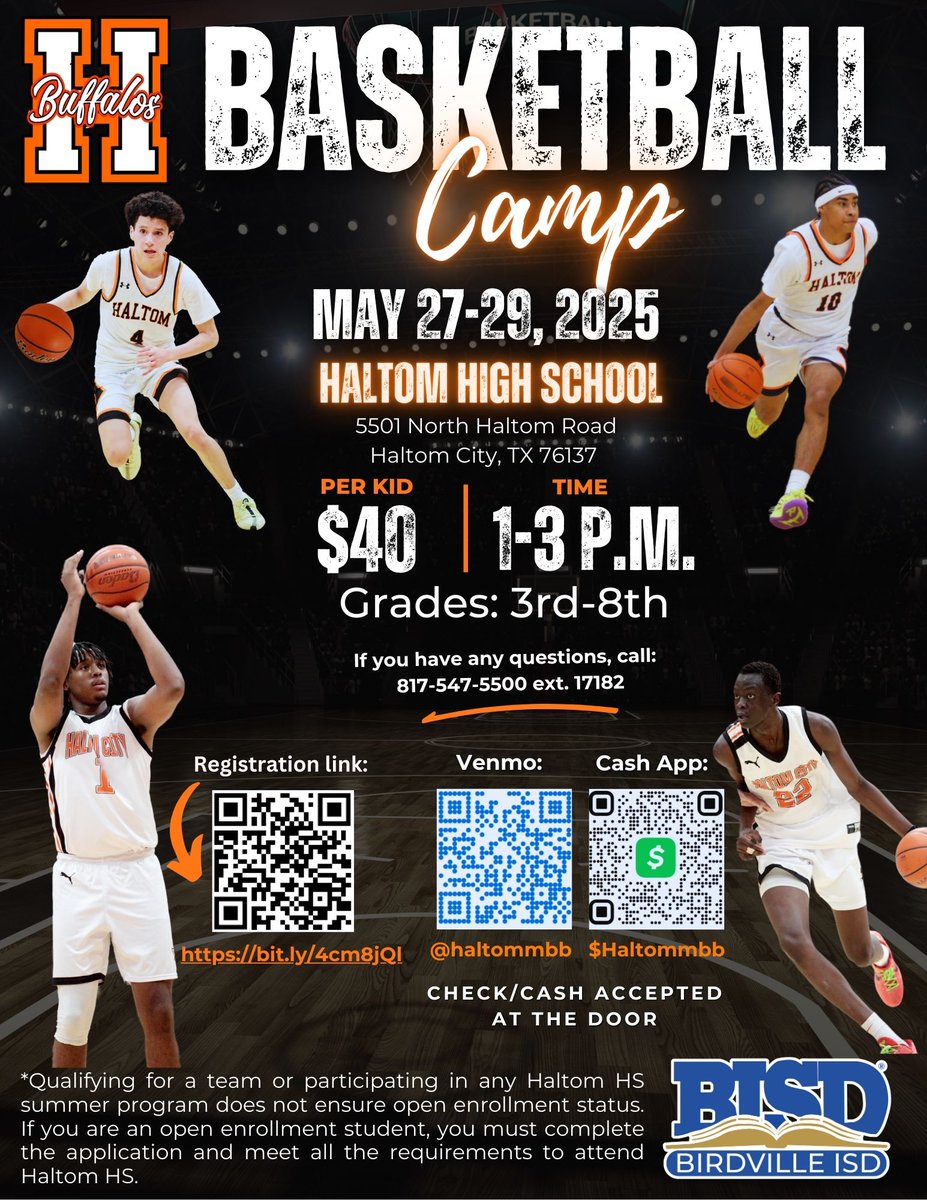 Haltom Basketball Camp is OPEN for registration! GO BUFFS!