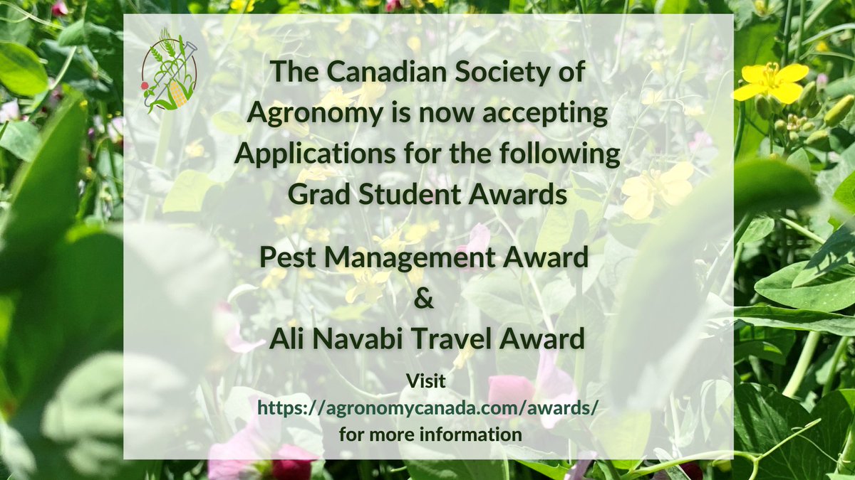 The application deadline for CSA Grad Students Awards is two weeks away!   Applications are due by April 30th at midnight Eastern Time.

Ali Navabi Grad Student Travel Award: bit.ly/4ljTEJx

Grad Student Pest Management Award: bit.ly/4jiBS8t