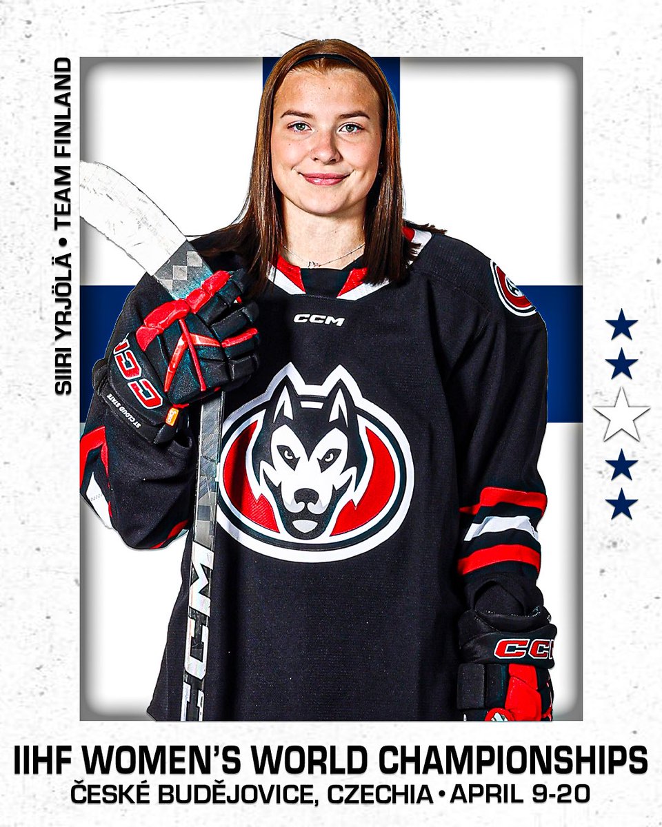 𝐎𝐧𝐧𝐞𝐚 𝐌𝐌-𝐤𝐢𝐬𝐨𝐢𝐡𝐢𝐧‼️

Good luck to Sanni Ahola, Emilia Kyrkkö, Jenniina Nylund (2018-23), Sofianna Sundelin and Siiri Yrjölä at the <a href="/IIHFHockey/">IIHF</a> Women's World Championship in České Budějovice, Czechia from April 9-20 🇫🇮🏒🏆

#HuskyHockey 🏒 | #GoHuskies 🐾