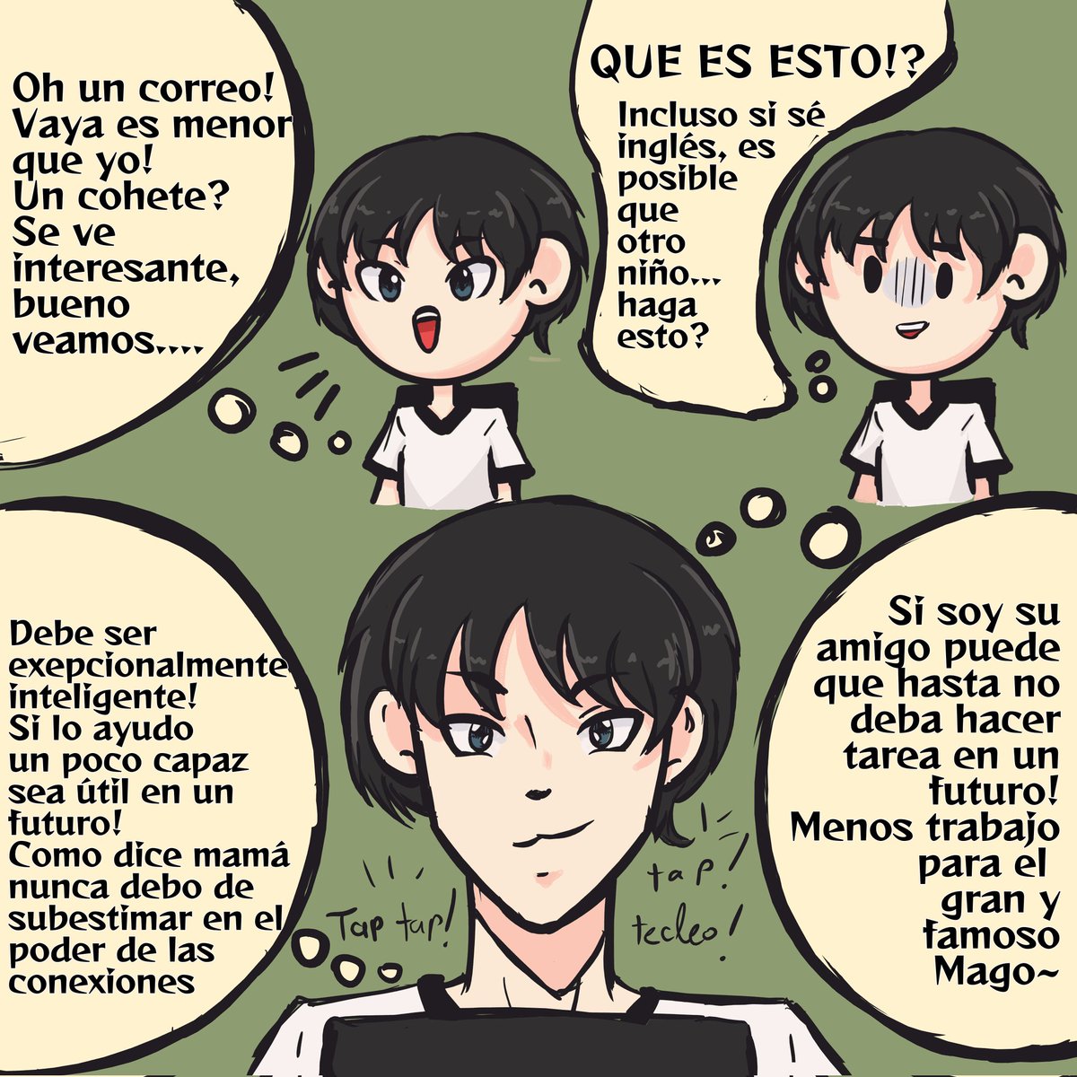 Xoritt's tweet photo. PART 1/6 Sengen (español)
Y SI... Gen hubiera repondido el spam que Senku envió cuando era chiquito? 
#SenGen #dcst #au https://t.co/uVLtR6SkyS