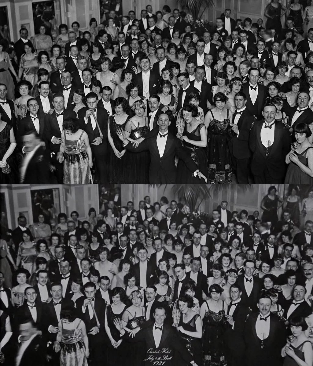 The original photo used at the end of The Shining has been found via Getty Images. Originally taken at the St Valentines Day Ball, 14 February 1921, at the Empress Rooms, the Royal Palace Hotel, Kensington.