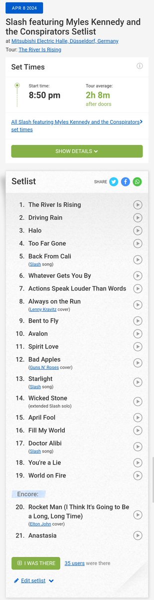 SlashSaoPaulo's tweet photo. #OnThisDay 1 year ago #SKMC played live at Mitsubishi Electric Halle, Dรผsseldorf, Germany ๐ฉ๐ช, for The River Is Rising Tour ๐ฅ๐ฅ๐ฅ
Here's a killer "Doctor Alibi" performance and the night's setlist ๐ฉ๐ค
๐ฅ: Piotr Kurzynski on YT
@Slash #Slash #DoctorAlibi #tb #Germany #SetlistFM https://t.co/bfySiWW3lp