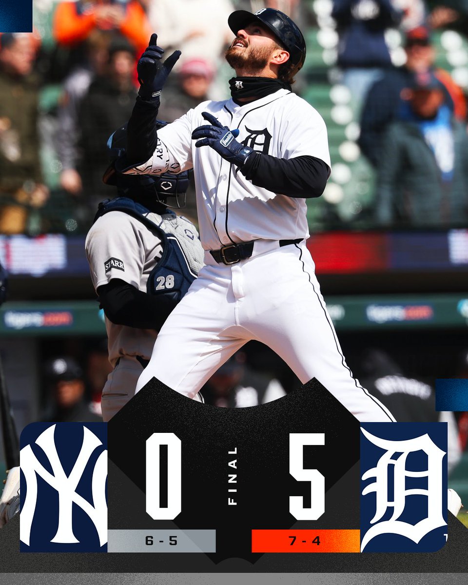The @Tigers win their 5th straight with a 4-home run barrage against the Yankees.