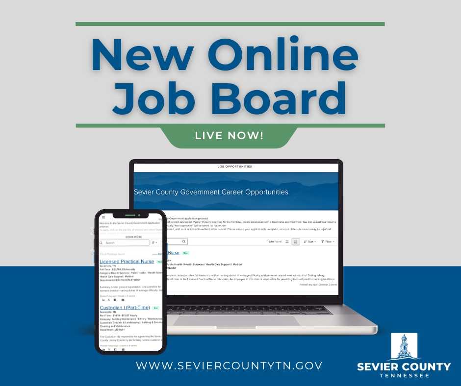Introducing the new and improved Sevier County Government online job board!

Explore current job openings, view pay ranges and position details, and apply online all in one convenient place.

See current openings: governmentjobs.com/careers/sevier…