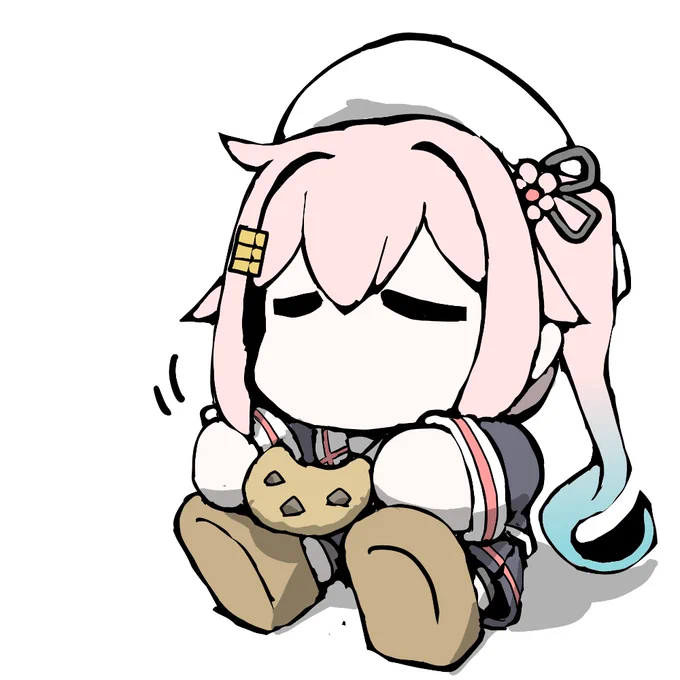 艦これラクガキ、まめ艦はるさめ^^クッキーを味わって頂いています^^ 