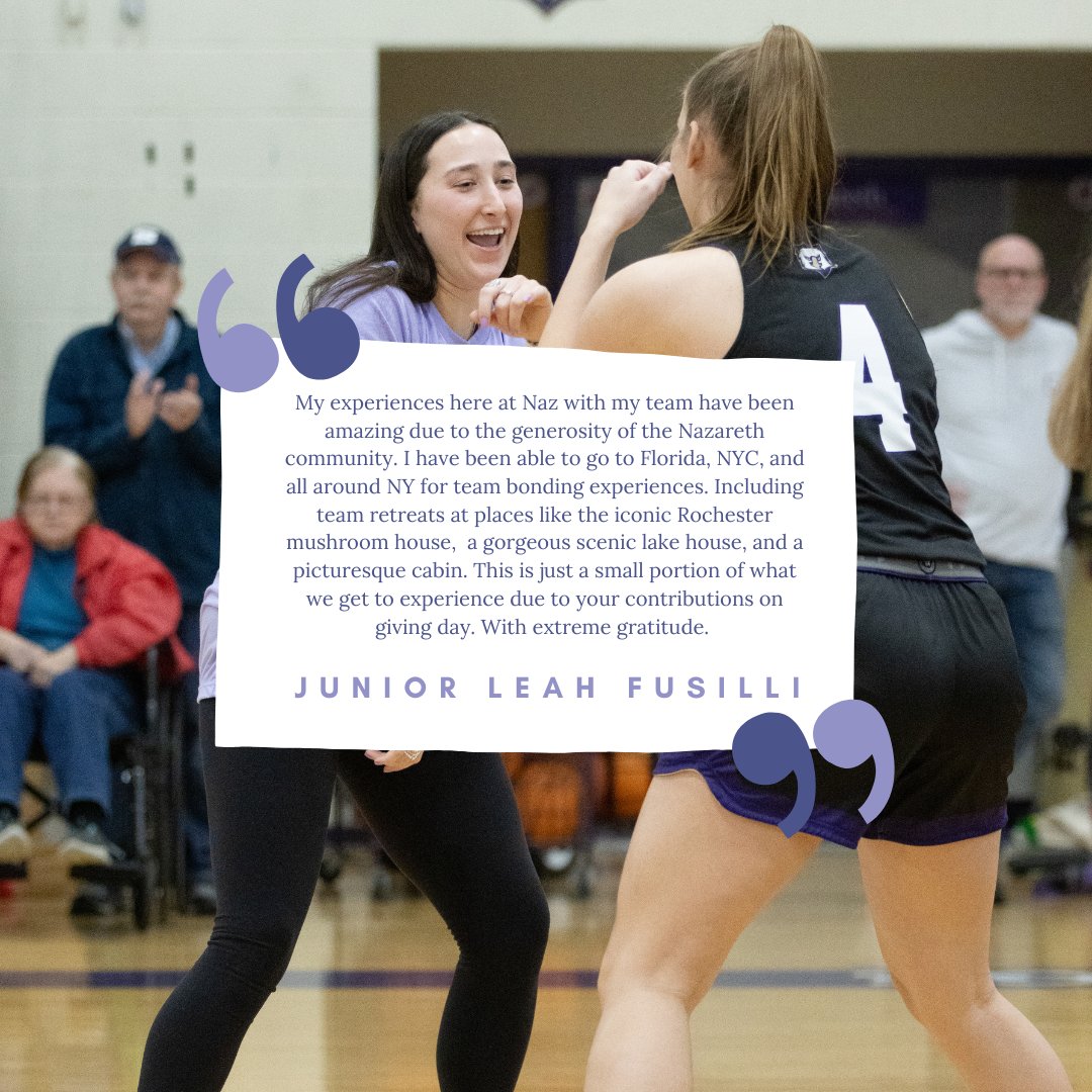 Today’s the day, Happy Giving Day! 

Here’s what giving day means to Junior Captain Leah Fusilli

To make a gift visit this link: givingday.naz.edu/giving-day/974…

#nazgivingday #nazgifts
