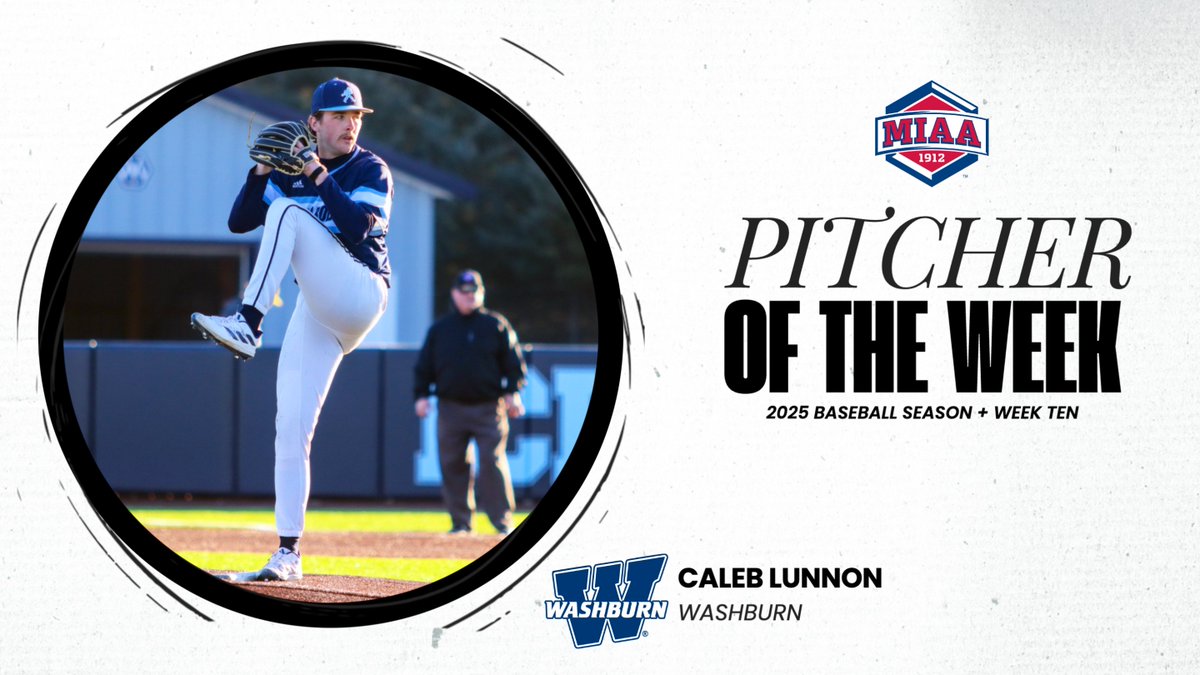 Washburn's Caleb Lunnon threw 13.0 scoreless innings with 10 strikeouts and a .152 opponent batting average to be crowned our latest 𝙈𝙄𝘼𝘼 𝙋𝙄𝙏𝘾𝙃𝙀𝙍 𝙊𝙁 𝙏𝙃𝙀 𝙒𝙀𝙀𝙆 🎯⤵️

📰 tinyurl.com/2s3sbdzy
#BringYourAGame