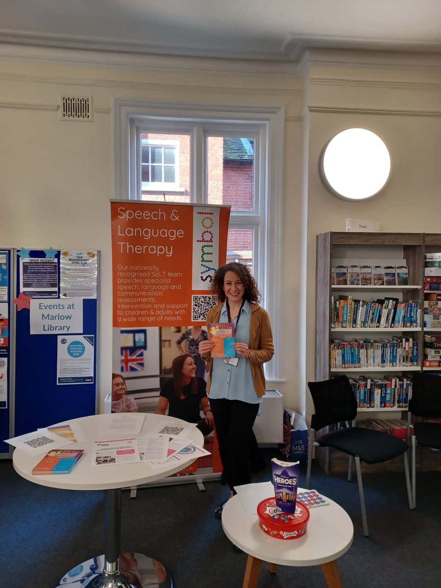 symbolconnect's tweet photo. Thank you so much to @marlowlib (Marlow Library) for hosting our Symbol #devlangdis drop in event today. @amandafiner and @libertyhale spoke to children, teens, parents and grandparents about language disorder and the impact, and raised awareness of speech and language therapy. https://t.co/wgy0VC4z67