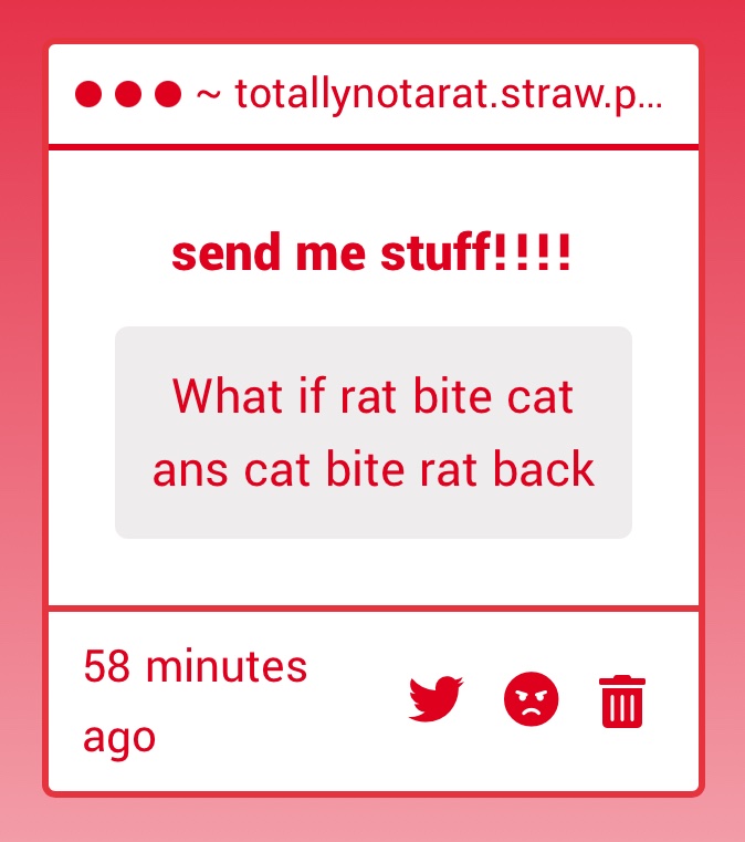 totallynotaratt's tweet photo. if rat bite cat and cat bite rat back then rat dies from blood loss and cat dies from the bubonic plague
#stopthebite https://t.co/0VqEPERNnE