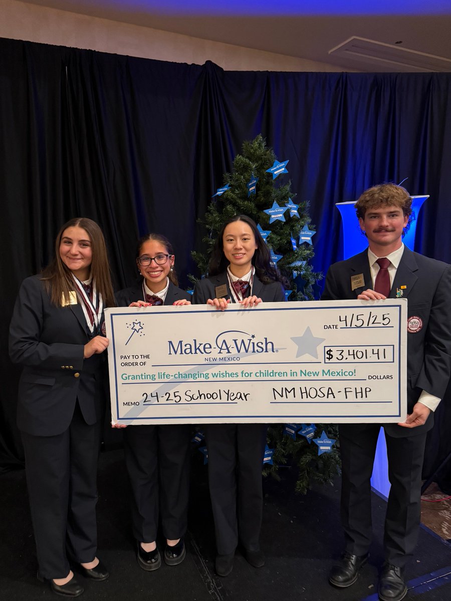 NMHOSA's tweet image. Thank you so much for everyone who donated to the Make-A-Wish foundation this year! @makeawishnm #IamNMCTSO #NMHOSA #HOSAFHP #NMCTLP #CTSO #CTE #CAMPHOSA25 #makeawishnm