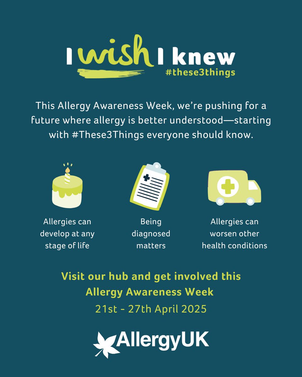 We’re launching our new campaign #IWishIKnew during #AllergyAwarenessWeek, to call for early allergy intervention as cases rise fast. Know the signs. Get support early. Start with #These3Things.

Read more about our campaign here: bit.ly/3Y9NW32