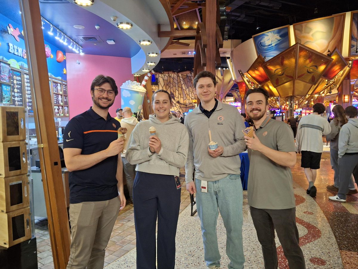 UnitedWaySECT's tweet photo. Free Cone Day is well under "way" at Ben & Jerry's at Mohegan Sun. Stop by til 8pm for your free single cone (or in a cup). A $1 upgrade to a waffle cone benefits United Way. Thank you, volunteer scoopers!๐จ๐ฆ #FreeConeDay #UnitedistheWay https://t.co/x51cNnEoaZ