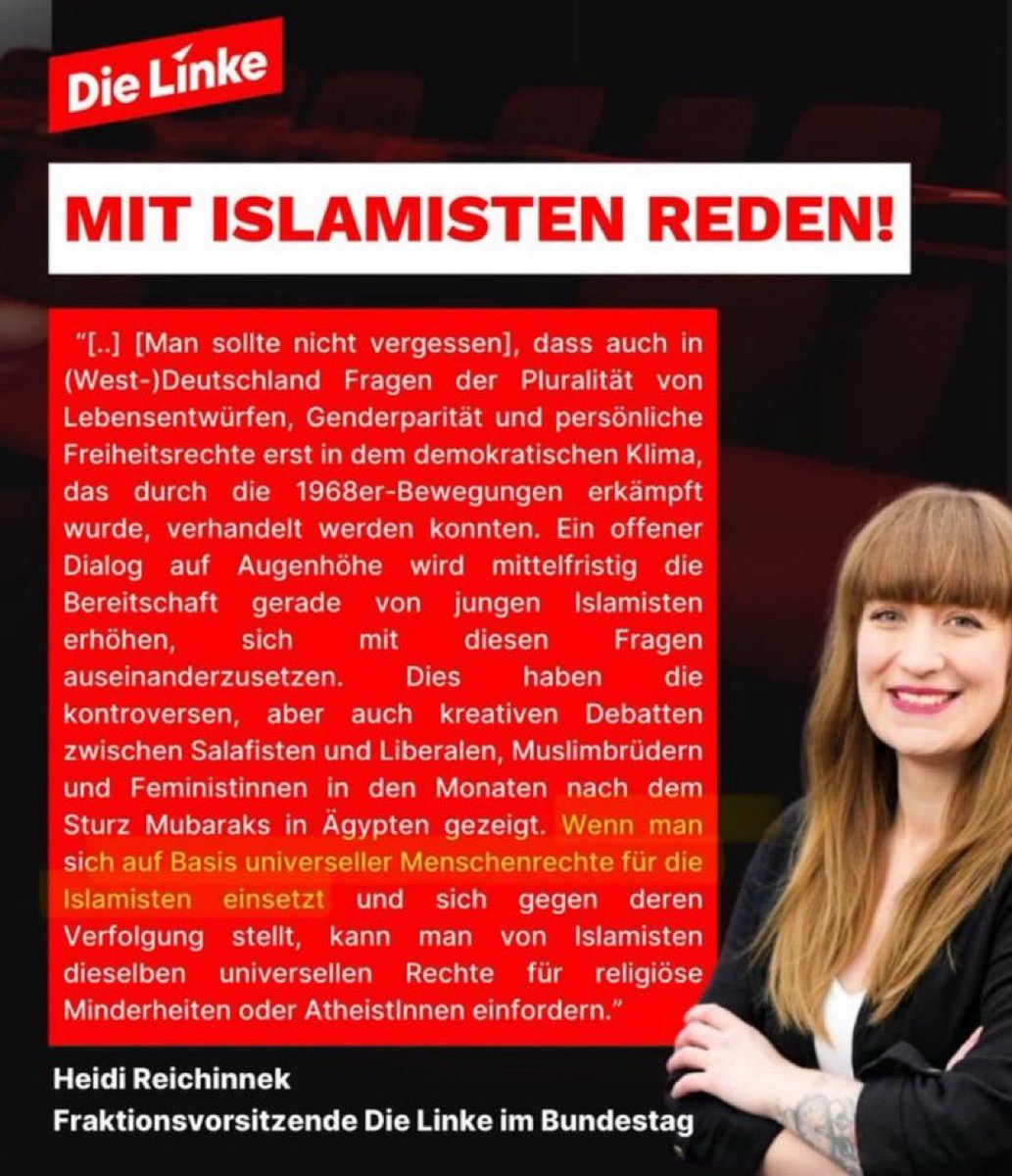 FischerKai's tweet photo. Mit Islamisten redet man nicht – man stellt sich ihnen entgegen!
Islamismus ist keine Meinung, sondern eine Bedrohung. Wer Dialoge mit Extremisten führt, macht sie salonfähig. Die AfD würde so etwas niemals fordern – und das aus gutem Grund. Wir dürfen nicht zulassen, dass Islamisten zur Normalität werden!

#KeineToleranzDerIntoleranz #IslamismusStoppen #FreiheitVerteidigen #AfD #DemokratieSchützen #KlareKante