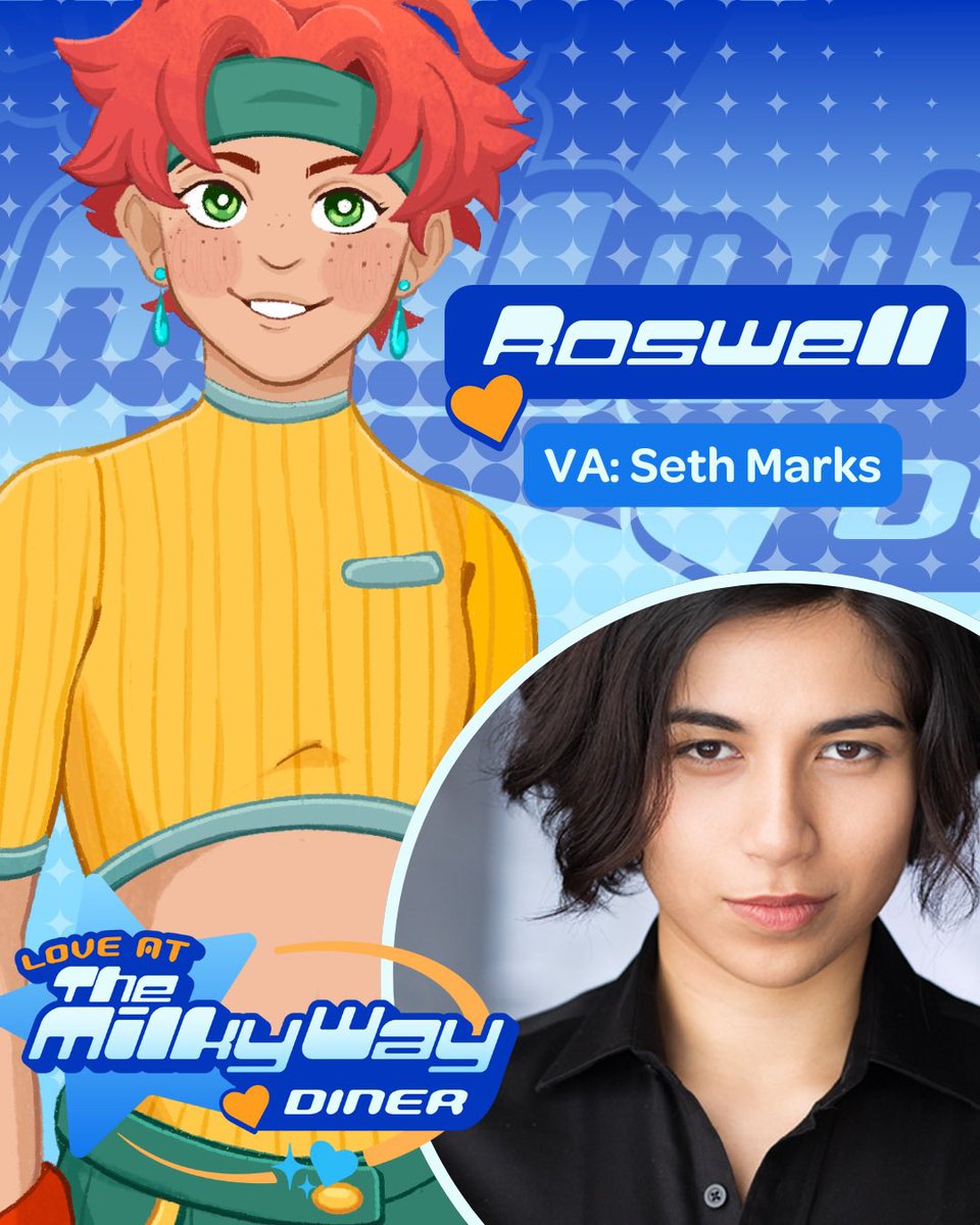 clumsycatstudio's tweet image. Introducing the cast that will be playing Aedar, Setteth, Ka’el and Roswell in “Love at the Milky Way Diner” 🧡💛💙❤️
