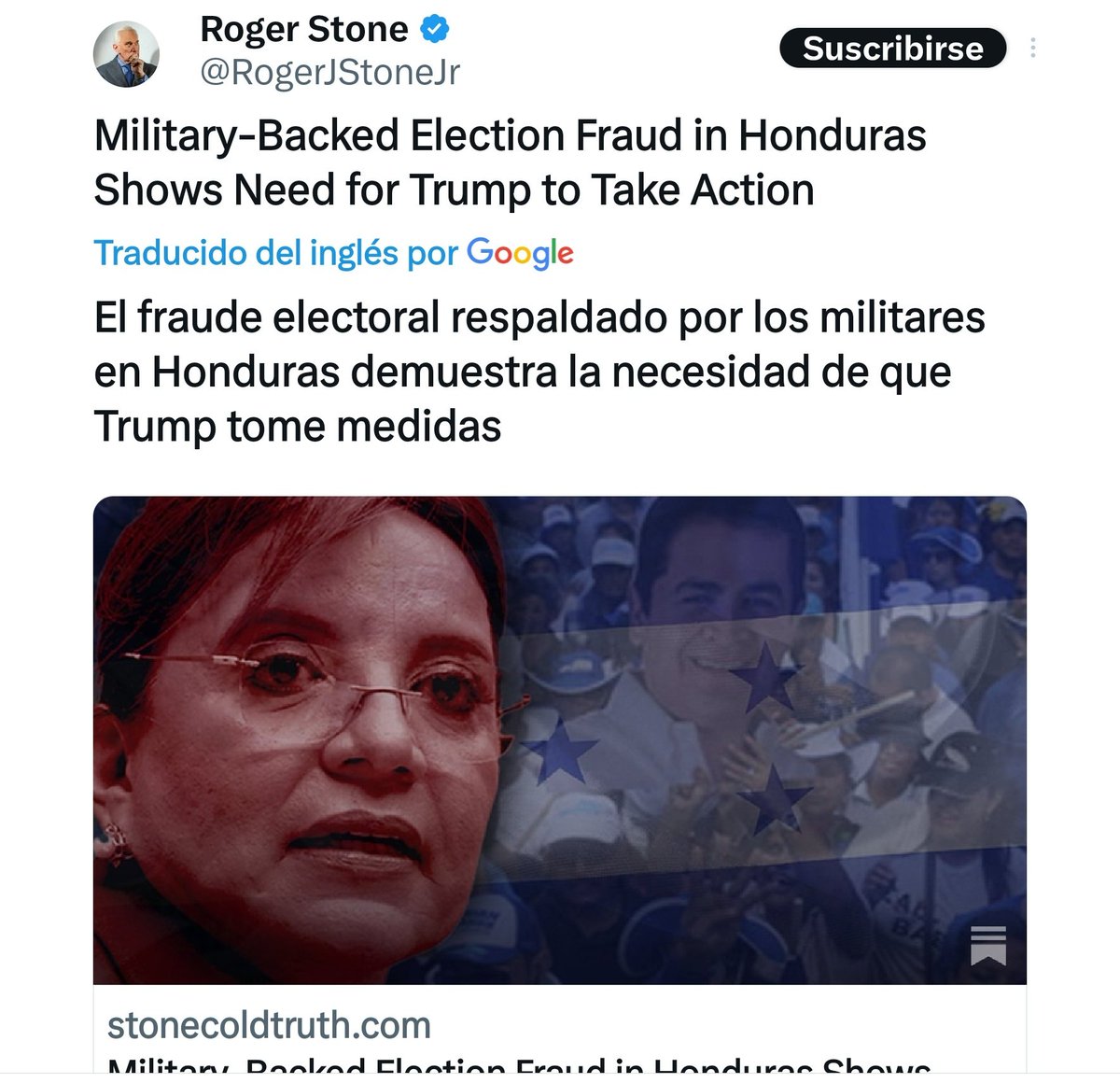 UltimaHoraHn's tweet image. Uno de los principales asesores de @realDonaldTrump, @RogerJStoneJr pone en alerta intención de usar a las @FFAAHN para un fraude electoral de @PartidoLibre en Honduras...
