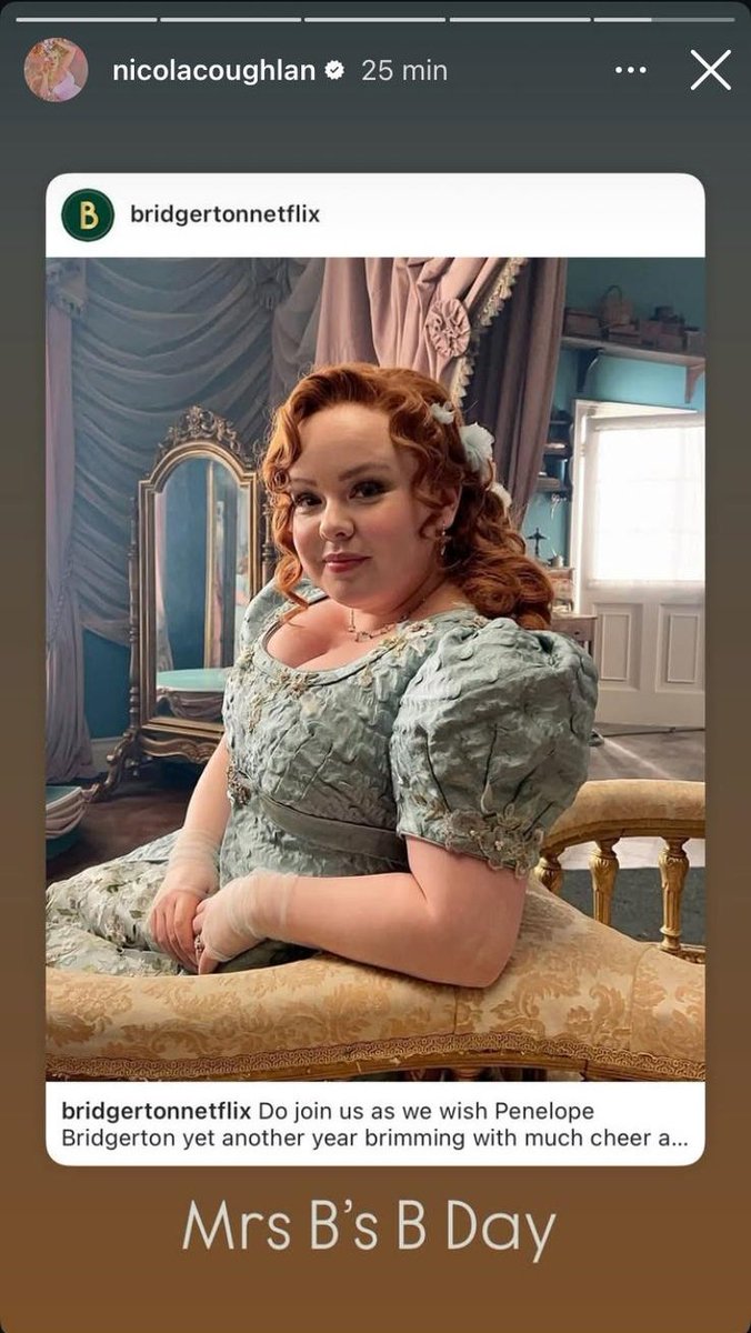 DailyNyL's tweet photo. Nic compartió el post de Bridgerton deseándole un Feliz Cumpleaños a la Sra. Penelope Bridgerton https://t.co/DBxfpfvmC0