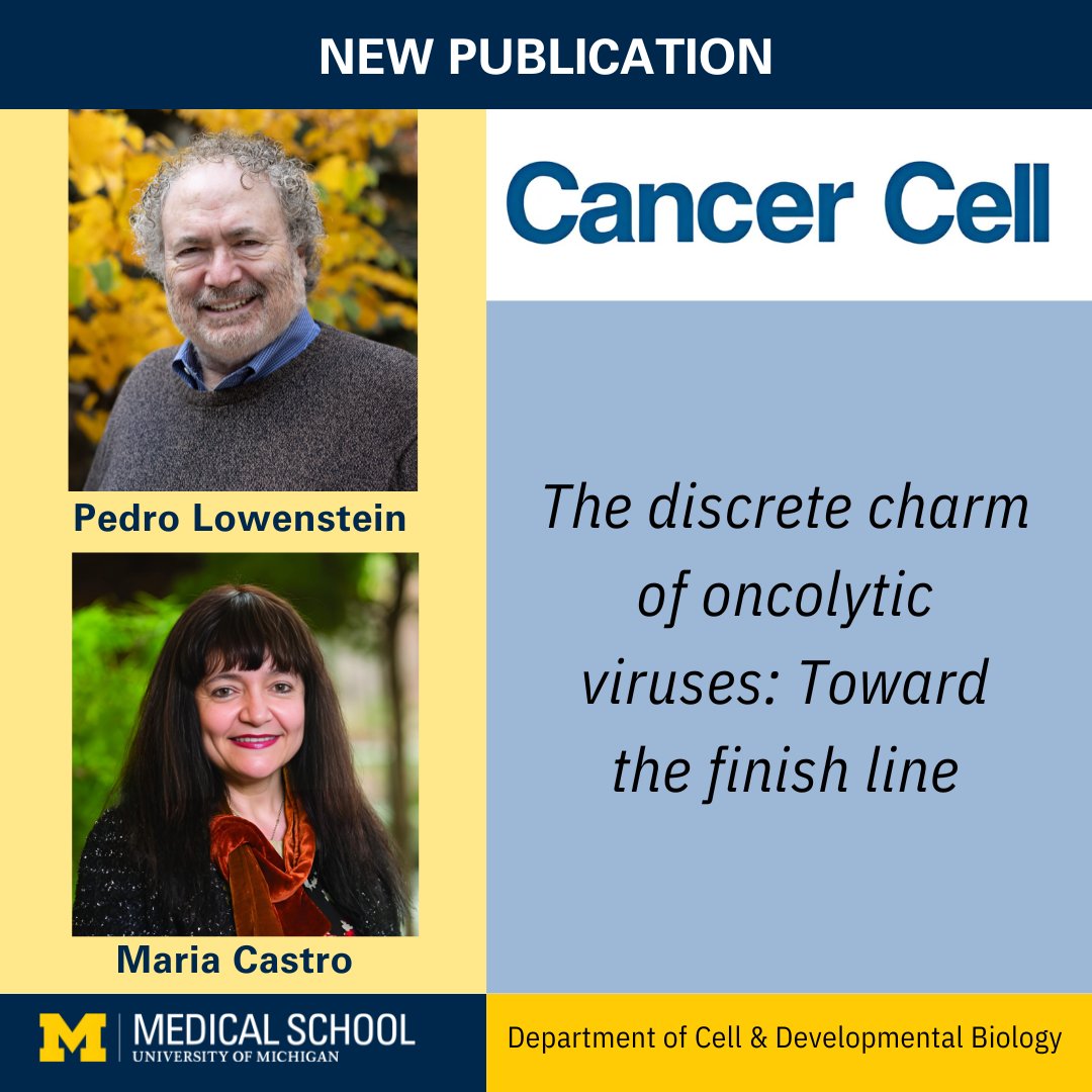 UMCDB (@umcdb) on Twitter photo New Publication by the Lowenstein and <a href="/castro2355_mg/">maria g castro</a> Labs!
Cancer Cell published "The discrete charm of oncolytic viruses: Toward the finish line" by the Lowenstein and Castro labs.
Read article: michmed.org/bQqVr
#UMichResearch #BoldScience New Publication by the Lowenstein and <a href="/castro2355_mg/">maria g castro</a> Labs!
Cancer Cell published "The discrete charm of oncolytic viruses: Toward the finish line" by the Lowenstein and Castro labs.
Read article: michmed.org/bQqVr
#UMichResearch #BoldScience