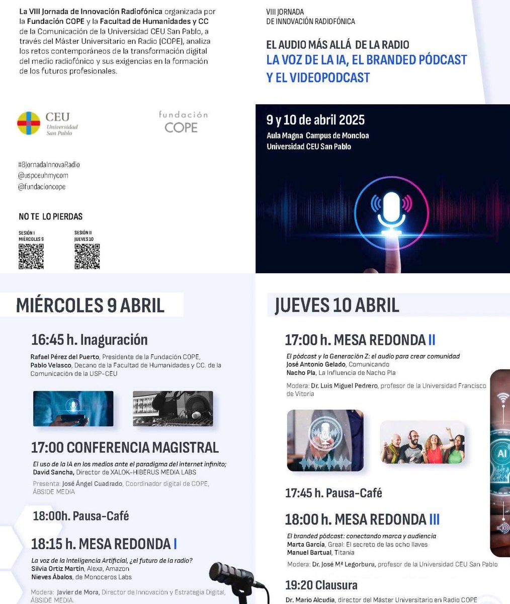 📻🤖¿Cómo está cambiando la radio en la era digital?

🎙️Las VII Jornadas de Innovación Radiofónica exploran la irrupción de la IA, el auge del branded pódcast y el videopodcast, y cómo formar a los nuevos profesionales del audio 🎧