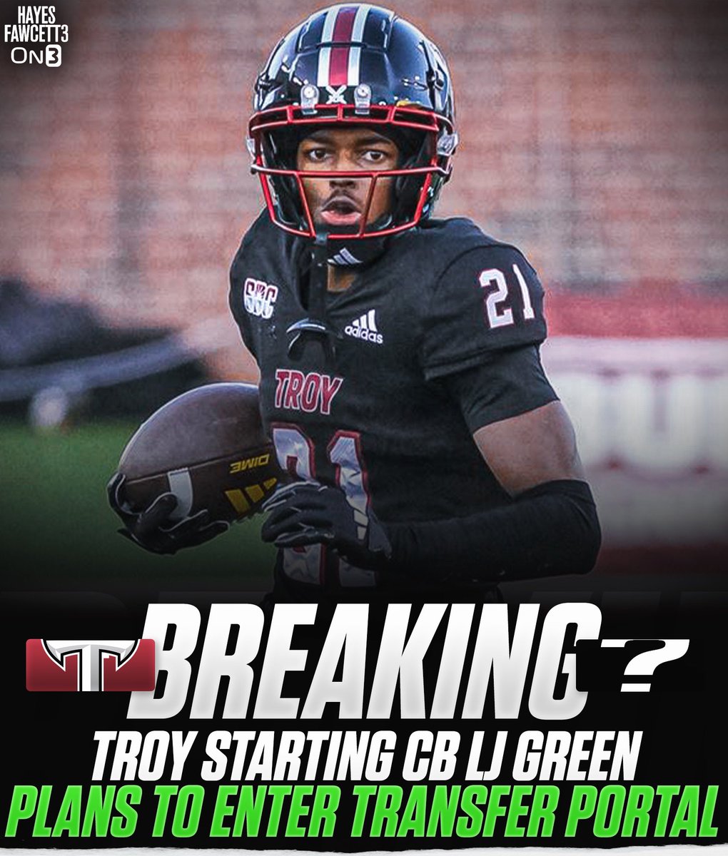 BREAKING: Troy starting CB LJ Green plans to enter the Transfer Portal, he tells @on3sports

The 5’10 170 CB started all 12 games for the Trojans in 2024

Totaled 27 Tackles, 6 PBUs, &amp; 2 INTs last season

3 years of eligibility remaining 

on3.com/db/lj-green-15…