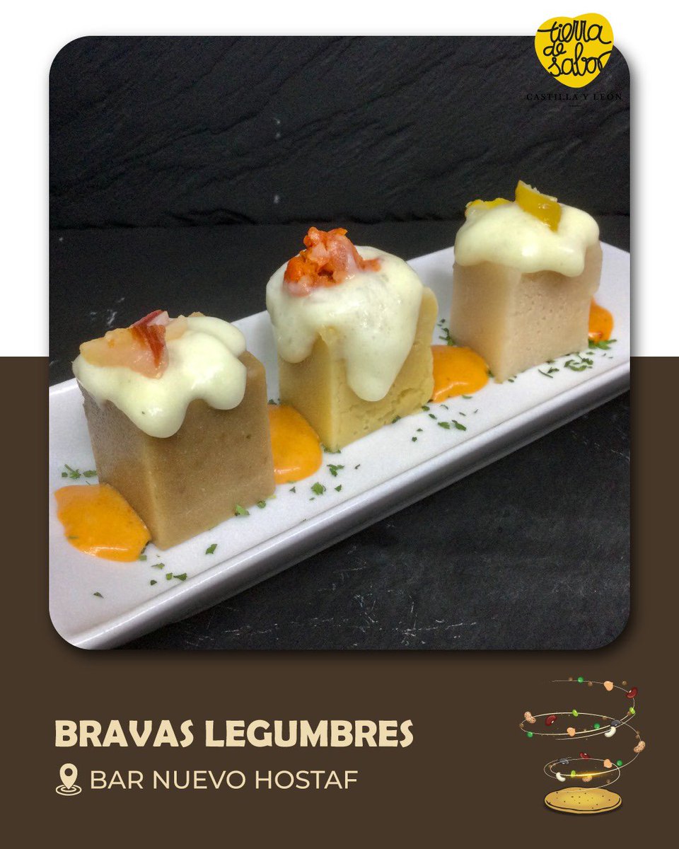 «Bravas Legumbres» de #SoniaZaratiegui es una sinfonía degustación de las legumbres de Castilla y León en tres bocados:
•<a href="/LentejaTiCampos/">Lenteja T. de Campos</a> con papada
•#GarbanzodePedrosilloMG con chorizo
•<a href="/alubiadebaneza/">Alubia de La Bañeza-León</a> con verduras

#desTAPAlasLEGUMBRES #legumbreslovetapas