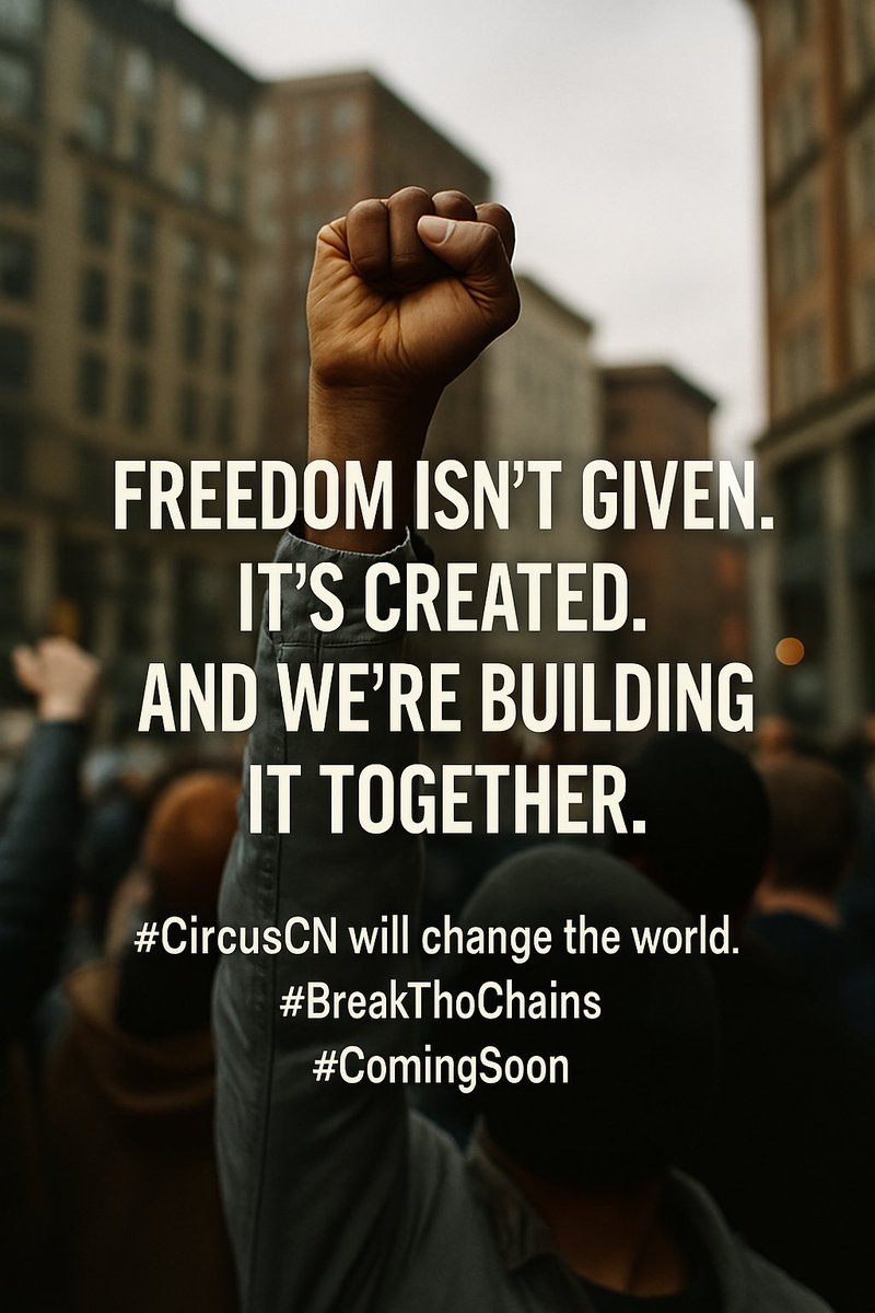 Clownscoin's tweet photo. “Freedom isn’t given. It’s created. And we’re building it together.”
#CircusCN will change the world.
#BreakTheChains #ComingSoon https://t.co/bGOQCnUfnZ