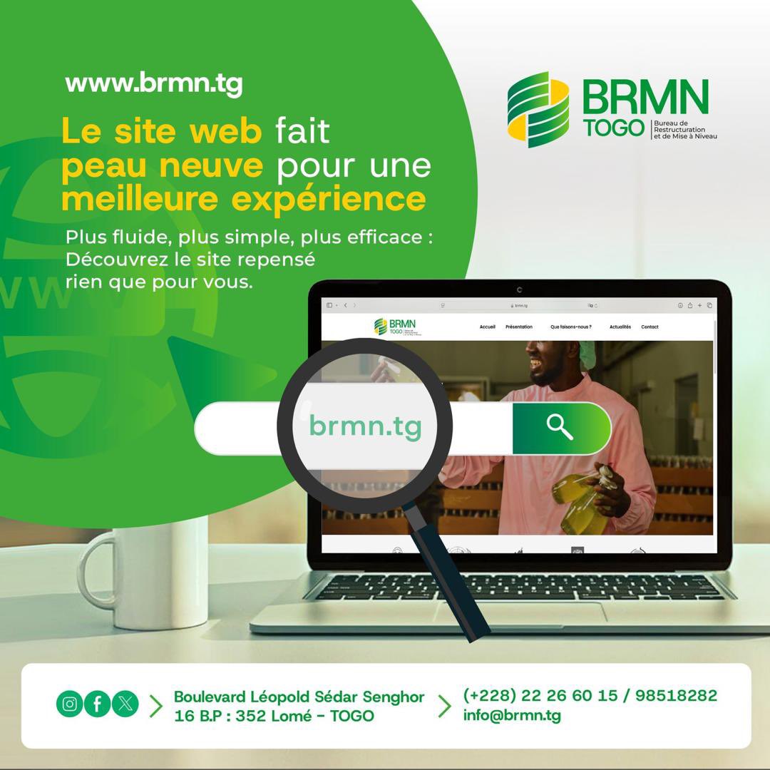 Promo_InvestTg's tweet photo. @Promo_InvestTG annonce la refonte du site du BRMN !
Le site est repensé plus convivial et vous permet d’accéder facilement aux services du BRMN :

• Plans de restructuration
• Diagnostic, plans de mise à niveau

Découvrez le via https://t.co/emibBrvCaV

#BRMN #Togo #Industrie https://t.co/BiWJwpjPT2