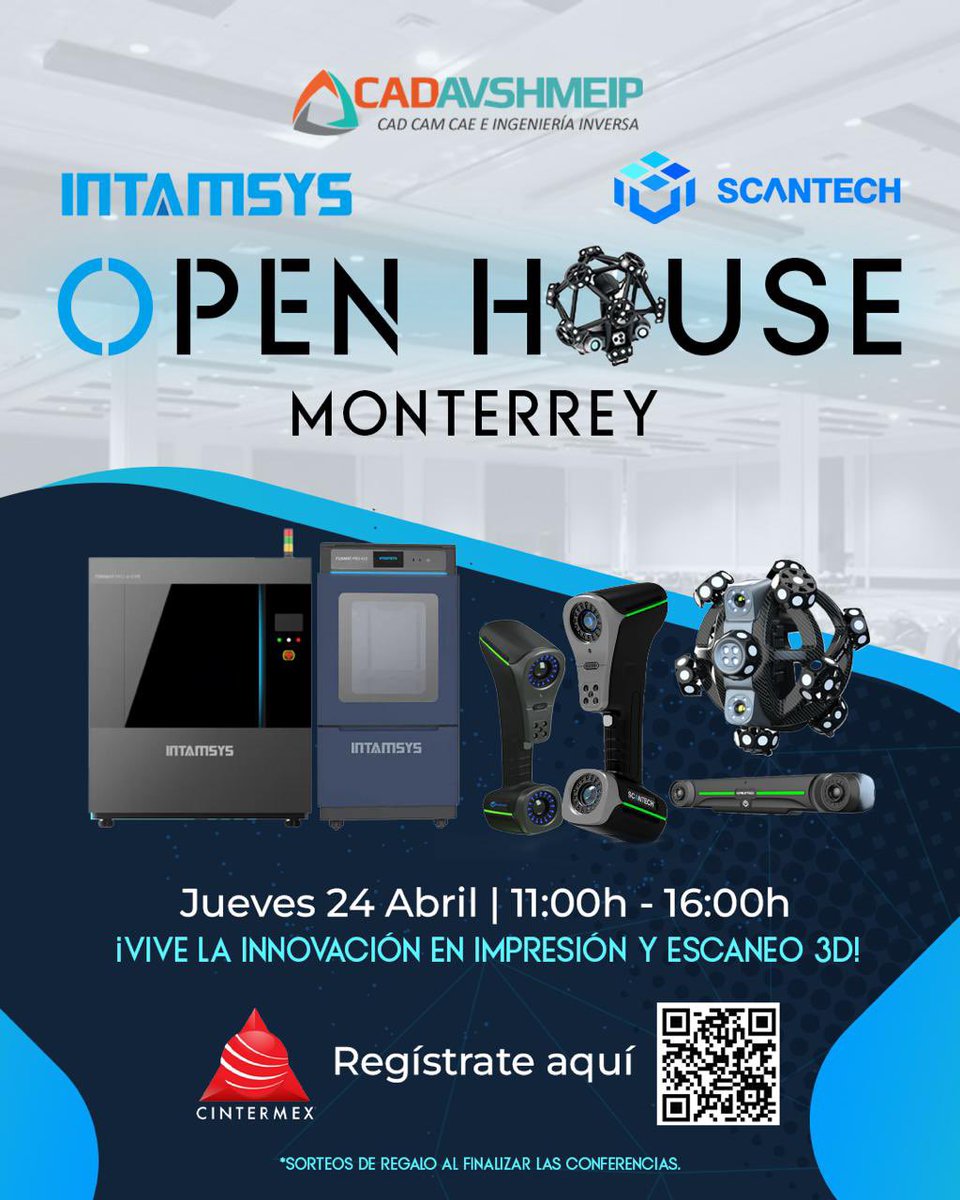 atms_mx's tweet photo. 🖨️✨ ¡Open House Monterrey 2025 con INTAMSYS y SCANTECH! ✨🔍

🔗 Regístrate aquí: https://t.co/O22B1hR5HA

¡Explora el futuro de la manufactura en tus manos! 🚀

#OpenHouse2025 #INTAMSYS #SCANTECH #Impresión3D #Escaneo3D #Innovación #ManufacturaAditiva #MonterreyTech https://t.co/FfqBOrtfGs