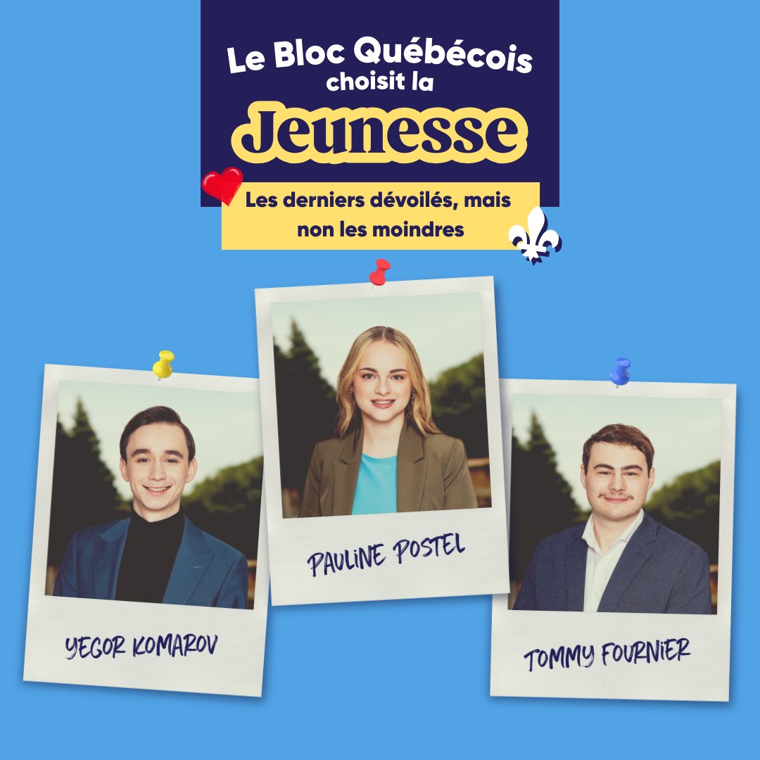 JeunesBQ's tweet image. Nous sommes fiers de vous présenter nos derniers candidats de la relève dévoilés pour l'élection fédérale 2025 !
Nos candidats sont sur le terrain et travaillent sans relâche pour promouvoir les idées du Bloc Québécois. N'hésitez pas à vous impliquer et à contacter nos équipes⚜️